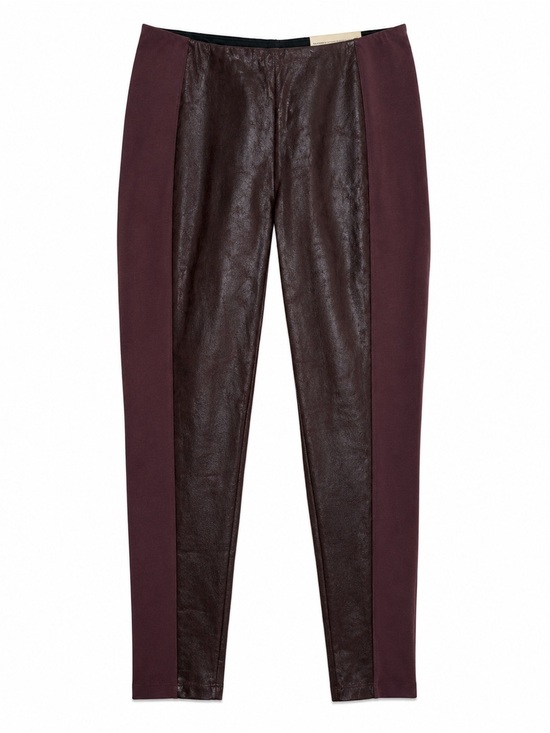 Soft Surroundings Pants - Soft Surroundings Mixed Media Faux Leather Ankle Leggings deep plum/burgundy M